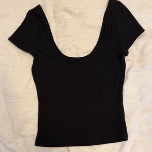 H&M Elegant Black Scoop Neck Tee